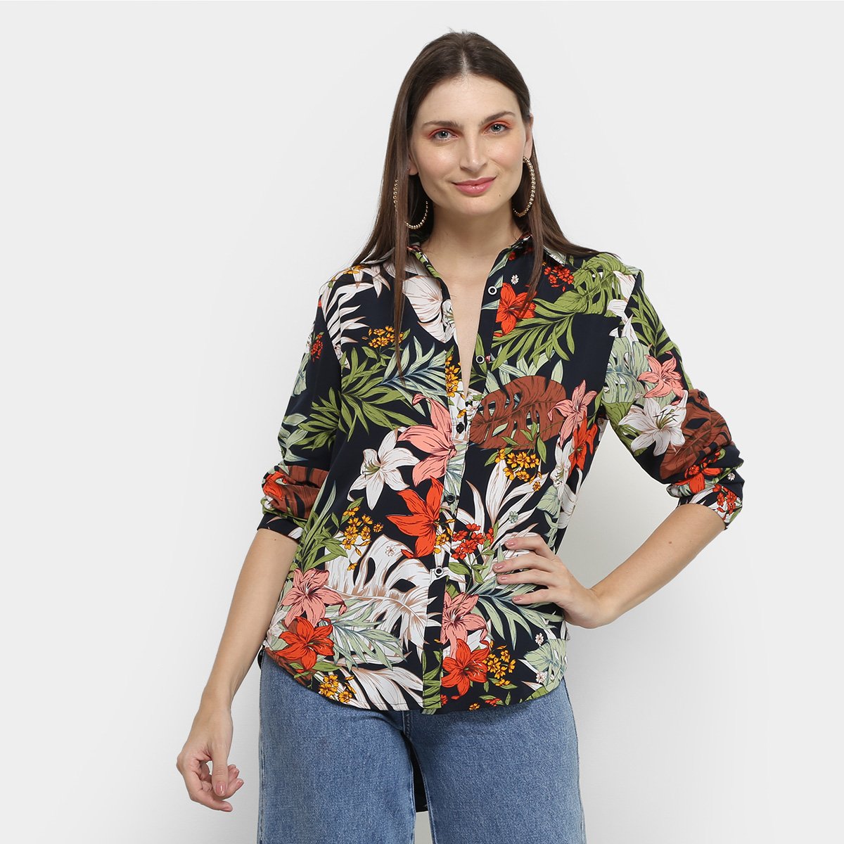 camisa tropical feminina