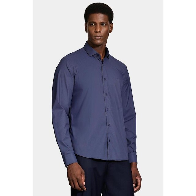 Camisa Aramis Manga Longa Reg Poliamida Liso Azul Escuro