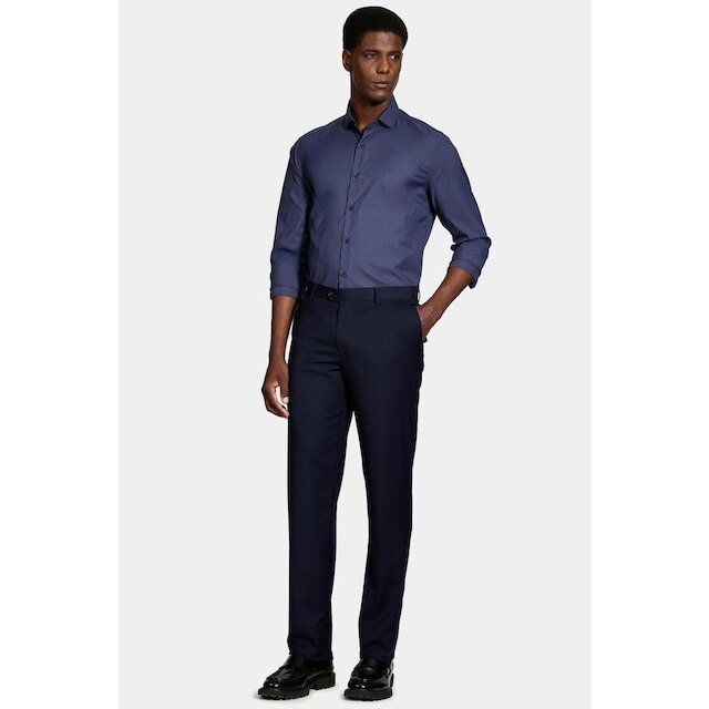 Camisa Aramis Manga Longa Reg Poliamida Liso Azul Escuro