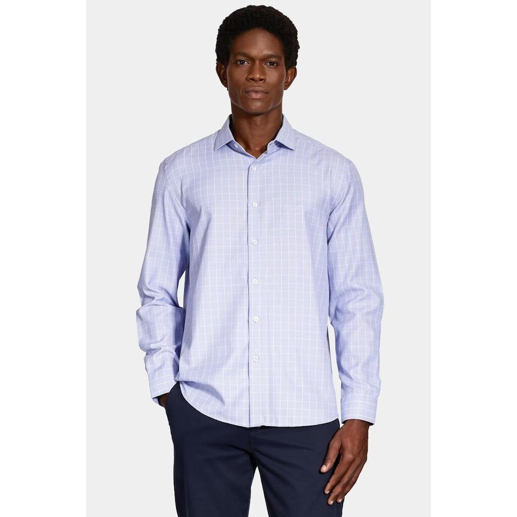 Camisa Aramis Manga Longa Regular Siena Misto Xadrez Azul