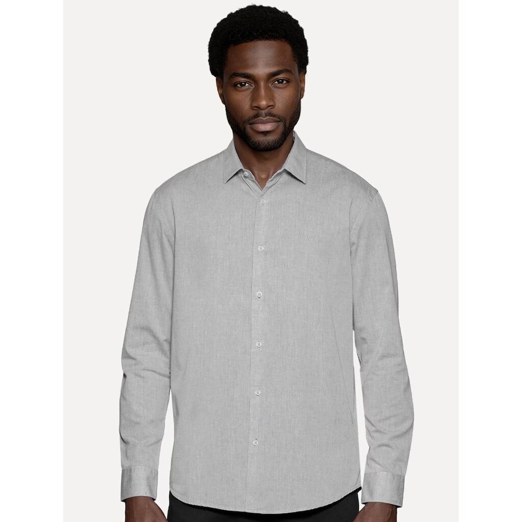 Camisa Aramis Masculina Slim Algodão Willis Chumbo
