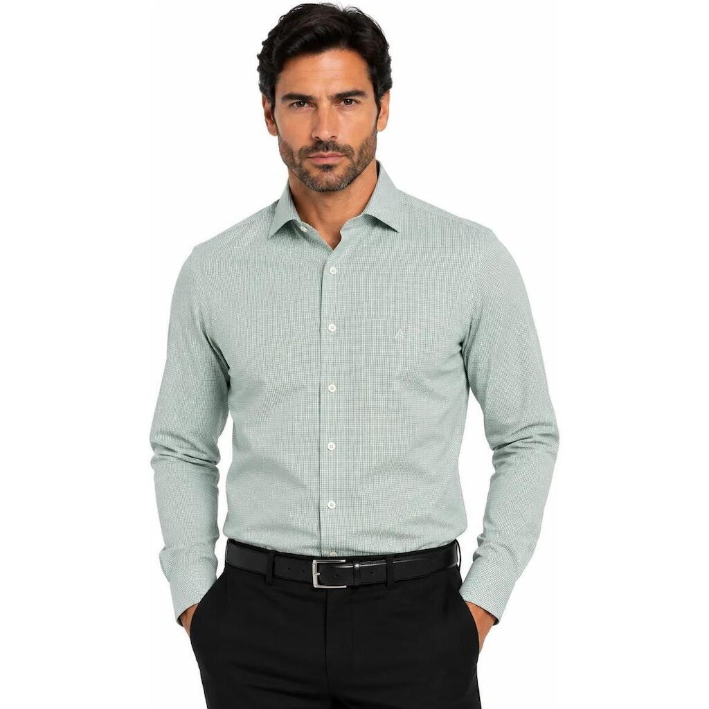 Camisa Aramis Mini Xadrez Regular Verde Com Branco