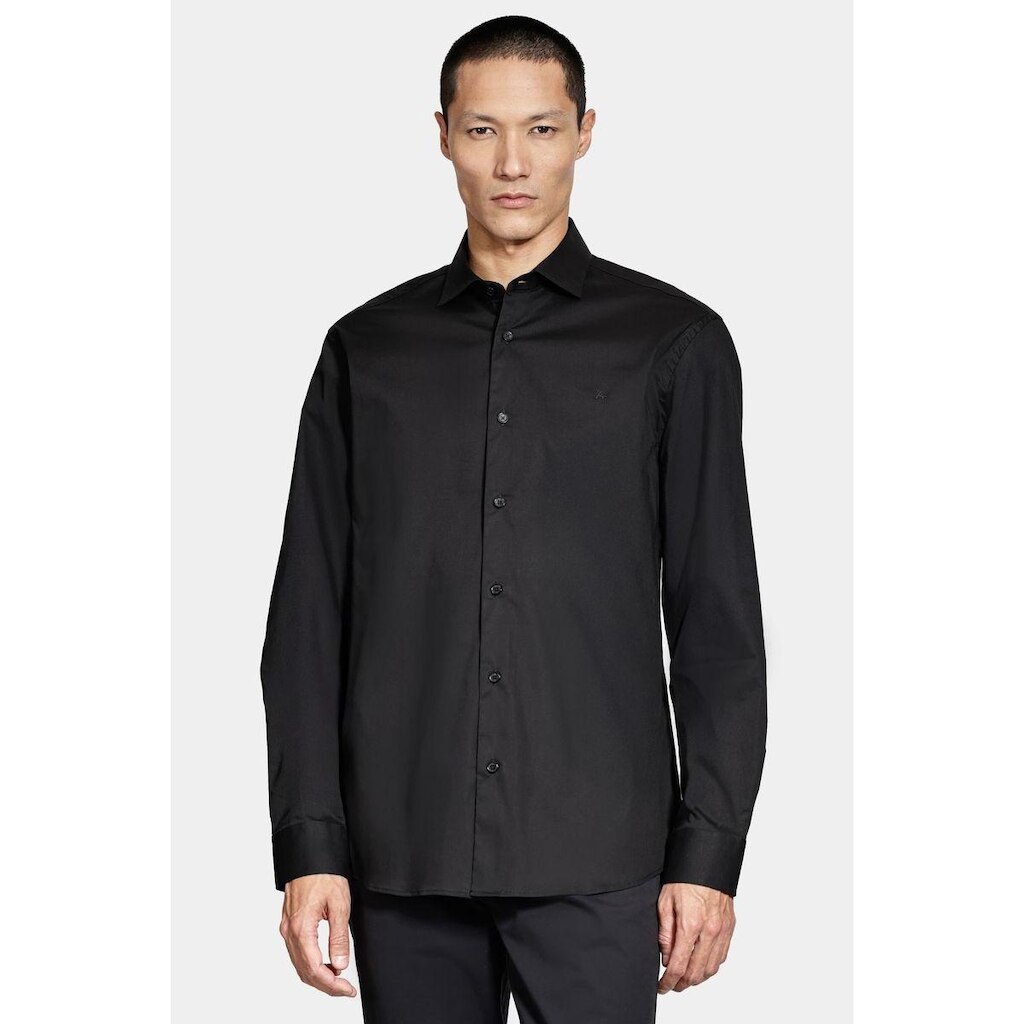 Camisa Aramis Slim Tricoline Algodão Manga Longa Preto