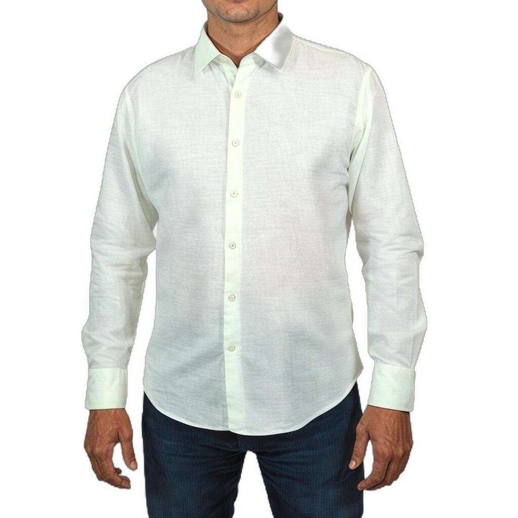 Camisa Areia Branca Yacht Linho Verde G