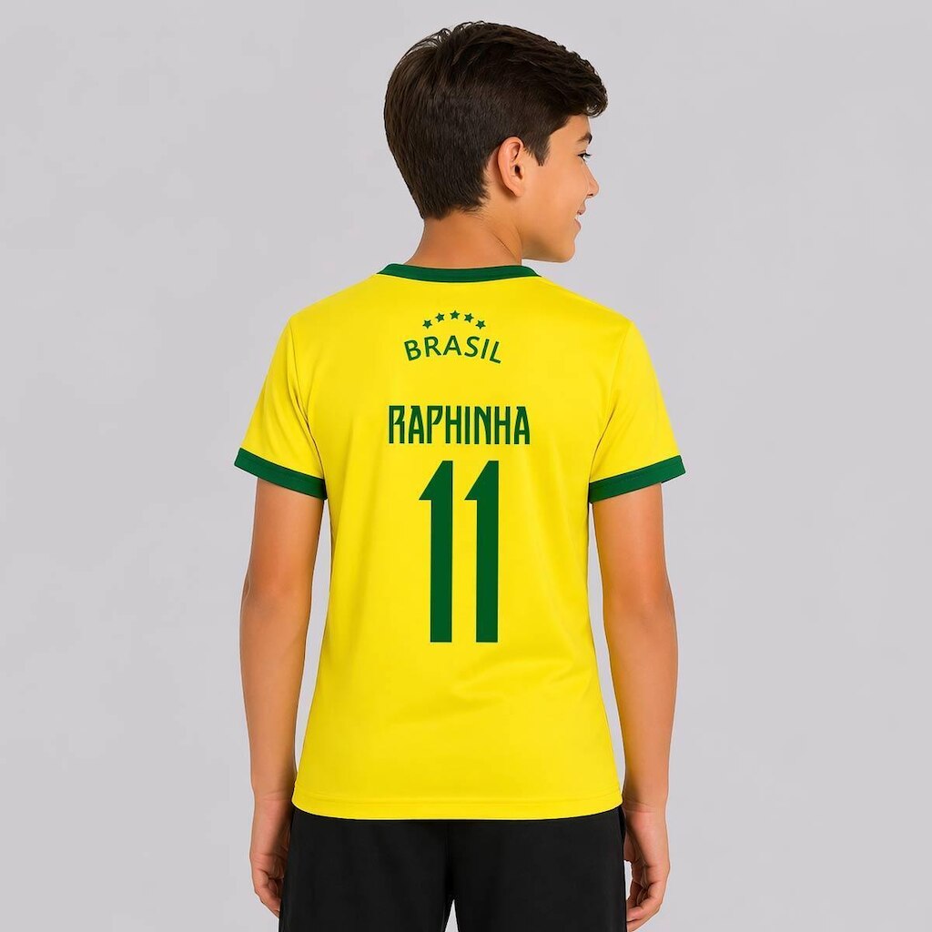 Camisa Balboa Brasil Canarinho Infantil 11 Raphinha