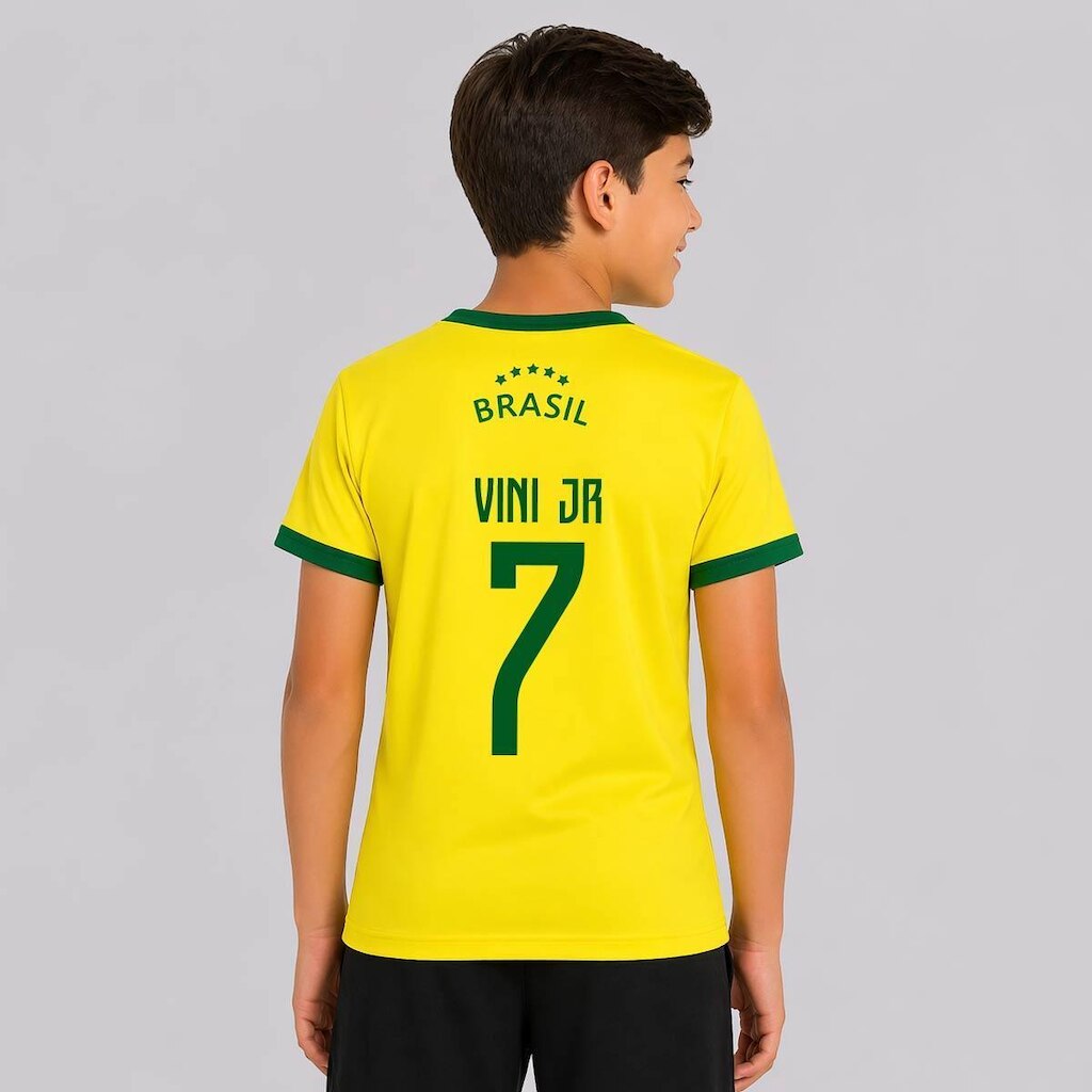 Camisa Balboa Brasil Canarinho Infantil 7 Vini Jr