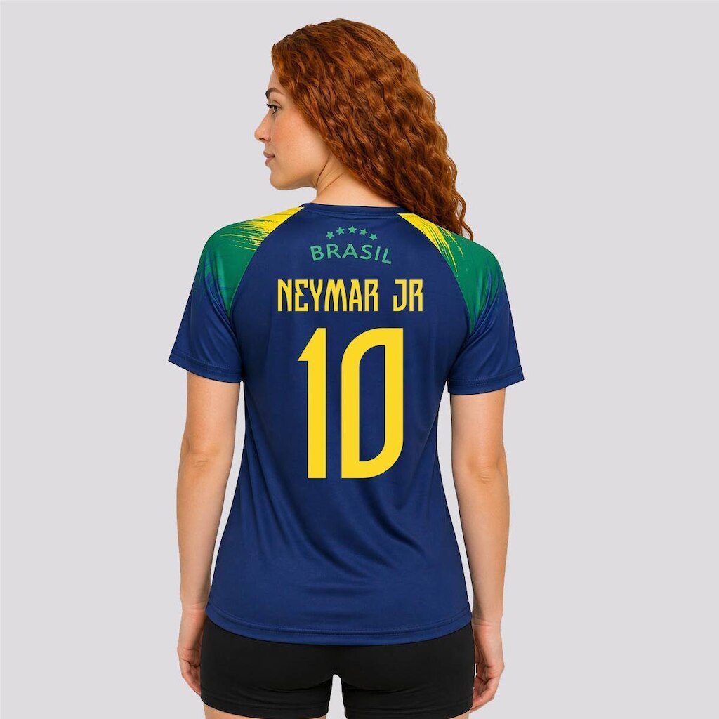 Camisa Balboa Brasil Raglan Feminina Marinho 10 Neymar Jr