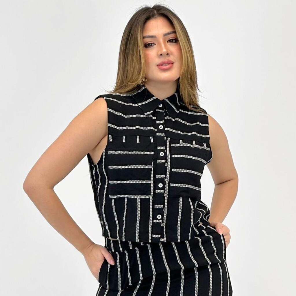 Camisa Bana Bana Cropped Regata Listrada Feminina