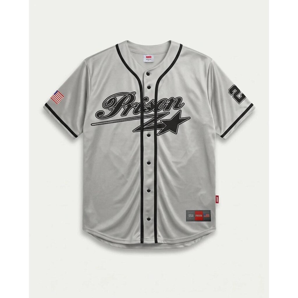 Camisa Baseball Masculina Prison Starter Cinza