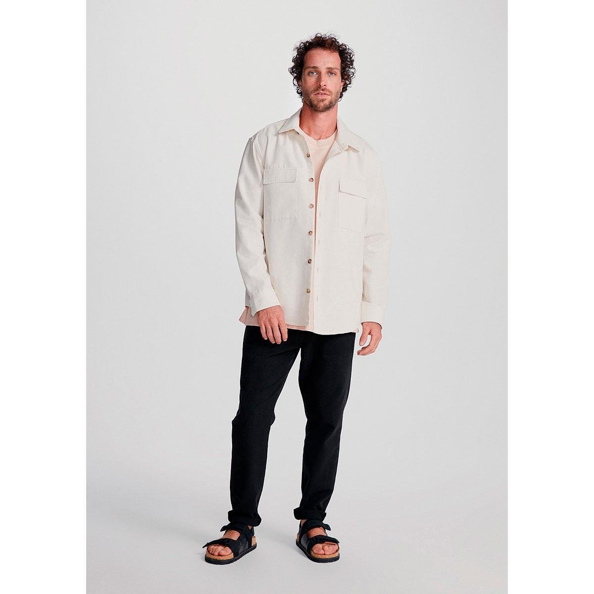 Camisa Básica Masculina Overshirt - H2LV1AEN5 - Off White Menor preço em Camisa Básica Masculina Overshirt - H2LV1AEN5 - Off White