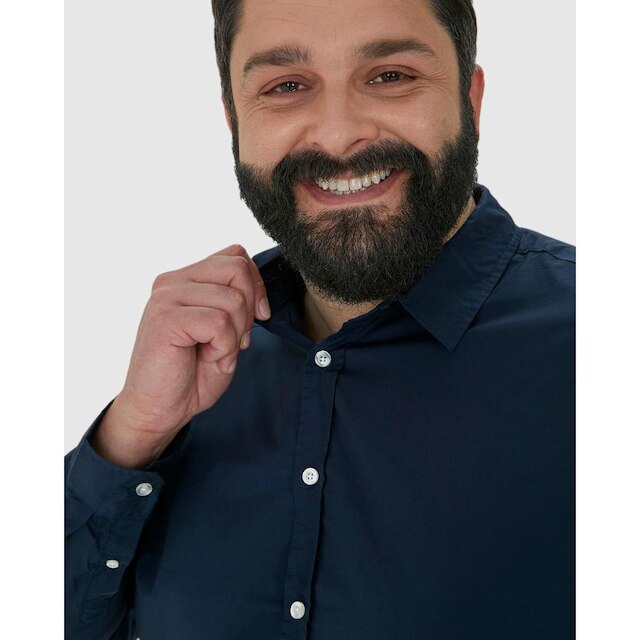 Camisa Básica Masculina Plus Size Manga Longa Em Tricoline