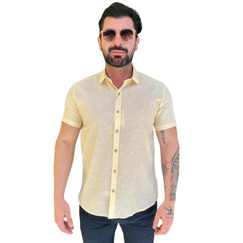 CAMISA BAUMGARTEN LINHO MANGA CURTA MASCULINO