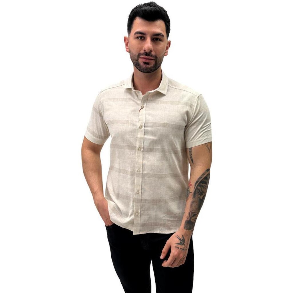 Camisa BGT Listrada Manga Curta Masculina