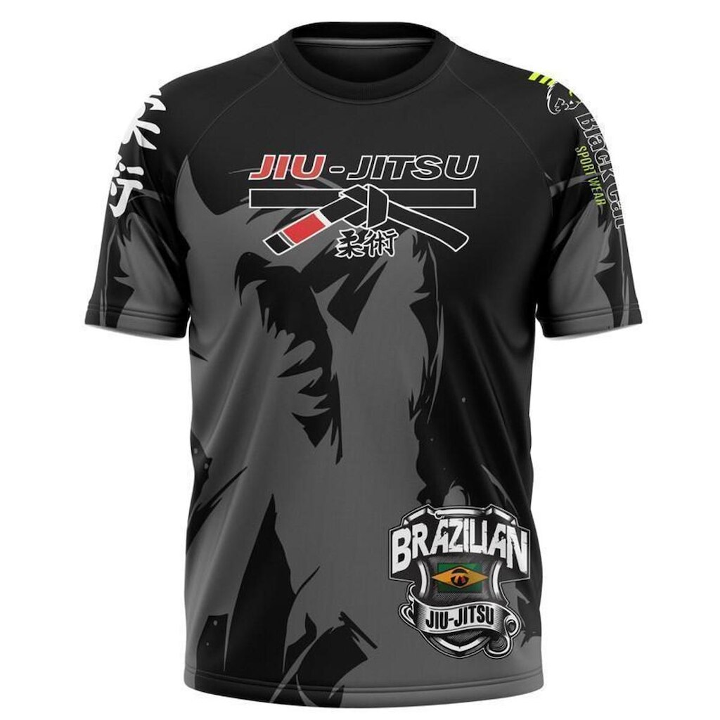 Camisa Black Cat Sport Wear Jiu-Jitsu Proteção Uv50 Dry - Brazilian