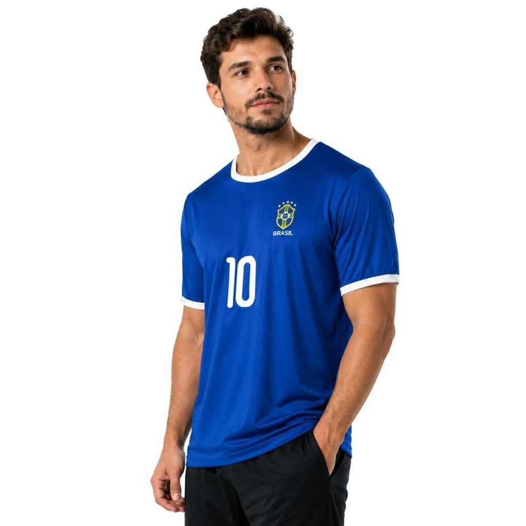 Camisa Brasil Futebol Azul Masculina Torcedor