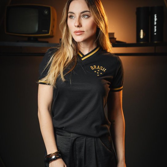 Camisa Brasil Retrô Gold Feminina