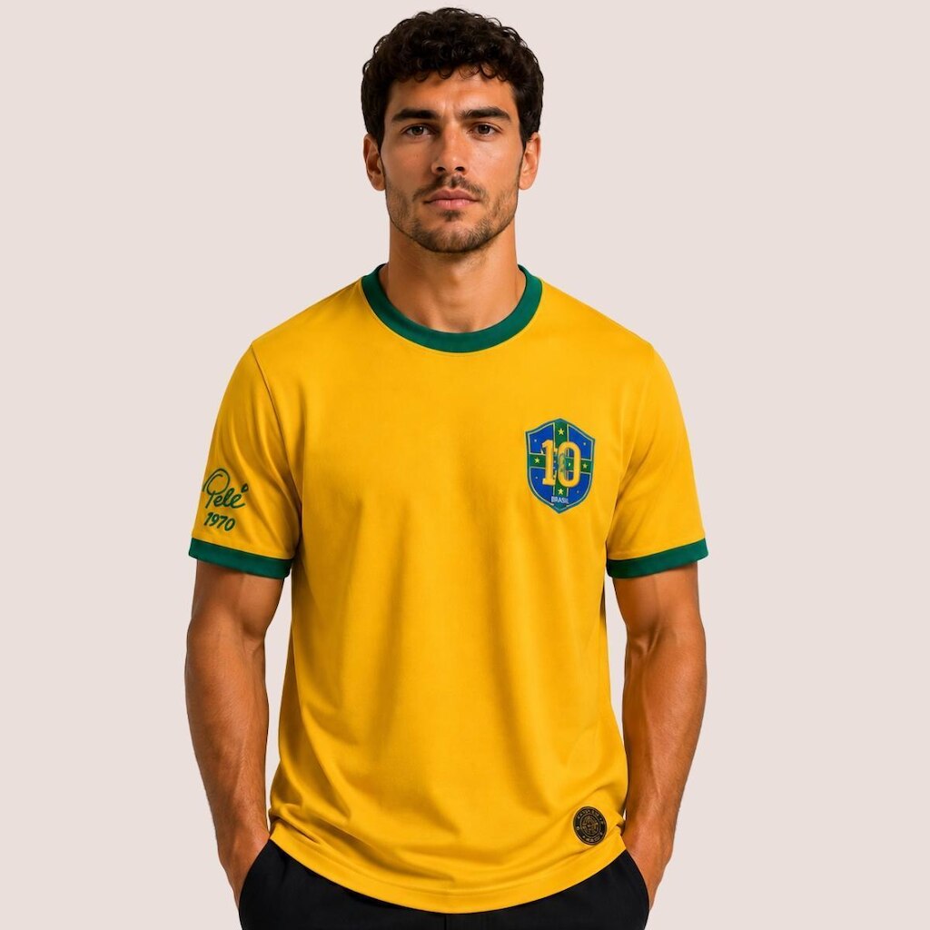 Camisa Brasil Retrô Pelé 1970 Athleta Masculina