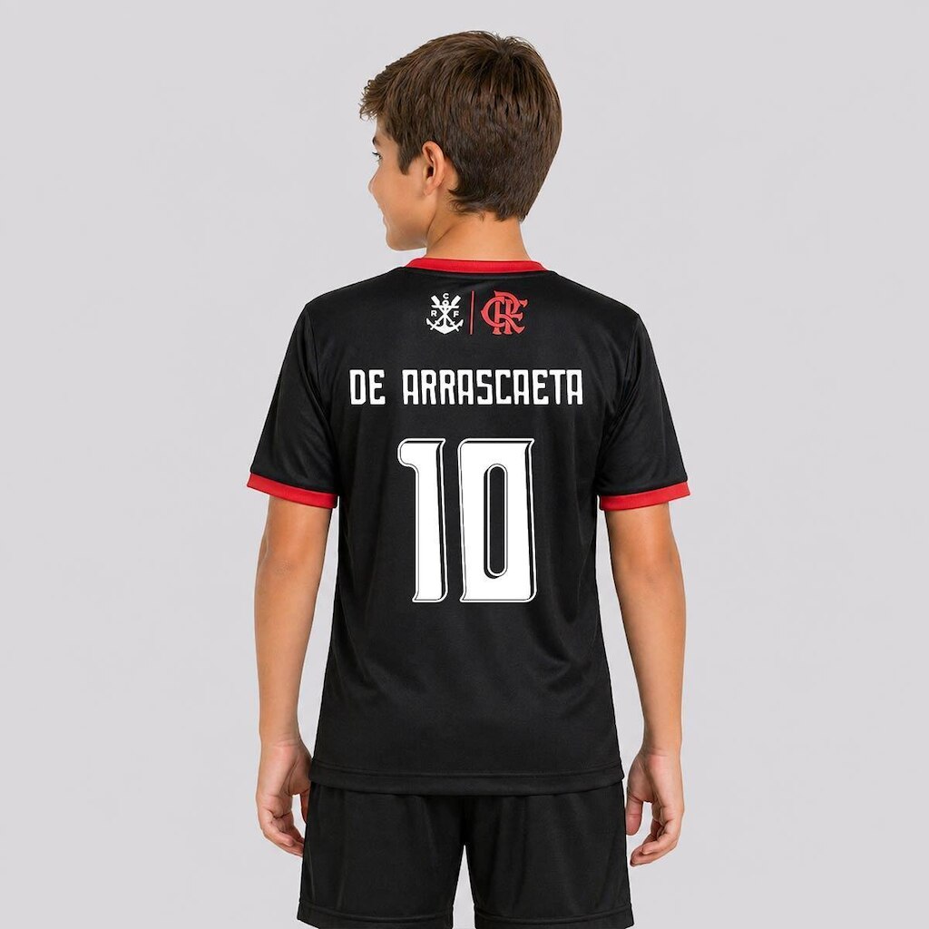 Camisa Braziline Flamengo Emoção Juvenil Listrada 10 De Arrascaeta