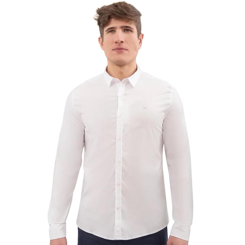 Camisa Calvin Klein Jeans Masculina Slim Fit New CKJ Logo Branca