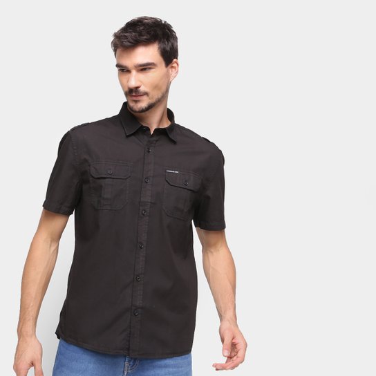 Camisa Calvin Klein Manga Curta Masculina - Preto