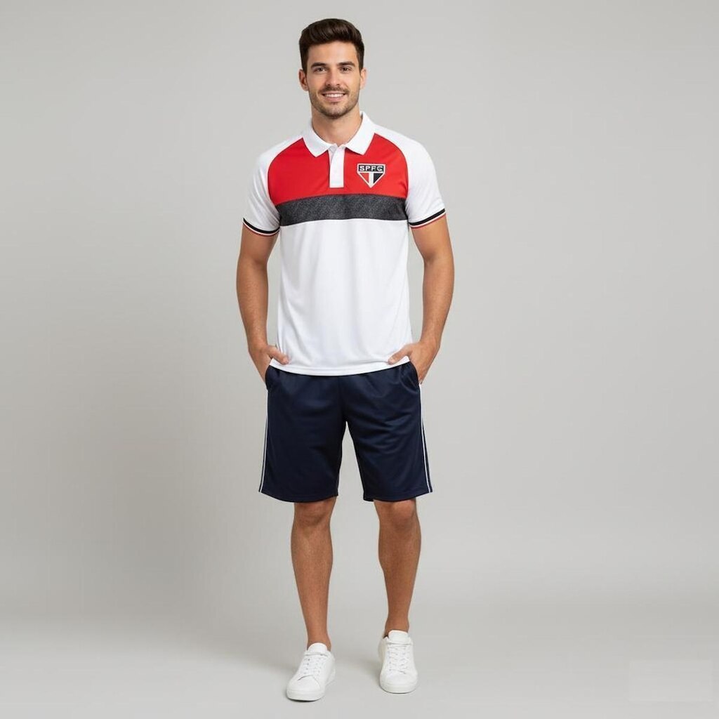Camisa Camiseta Polo São Paulo FC Oficial Masculina Triple Casual Esportivo Premium