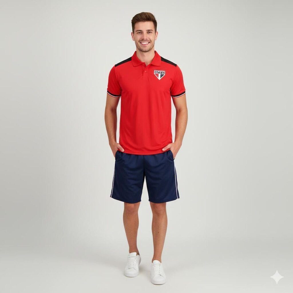 Camisa Camiseta Polo São Paulo SPFC Oficial Masculina Wall Casual Esportivo Premium