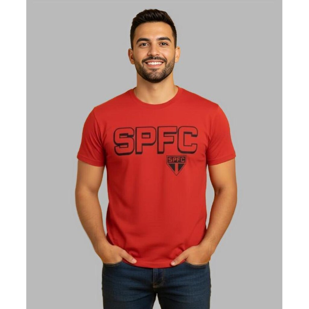 Camisa Camiseta São Paulo SPFC Oficial Masculina Casual Torcedor Em Algodão