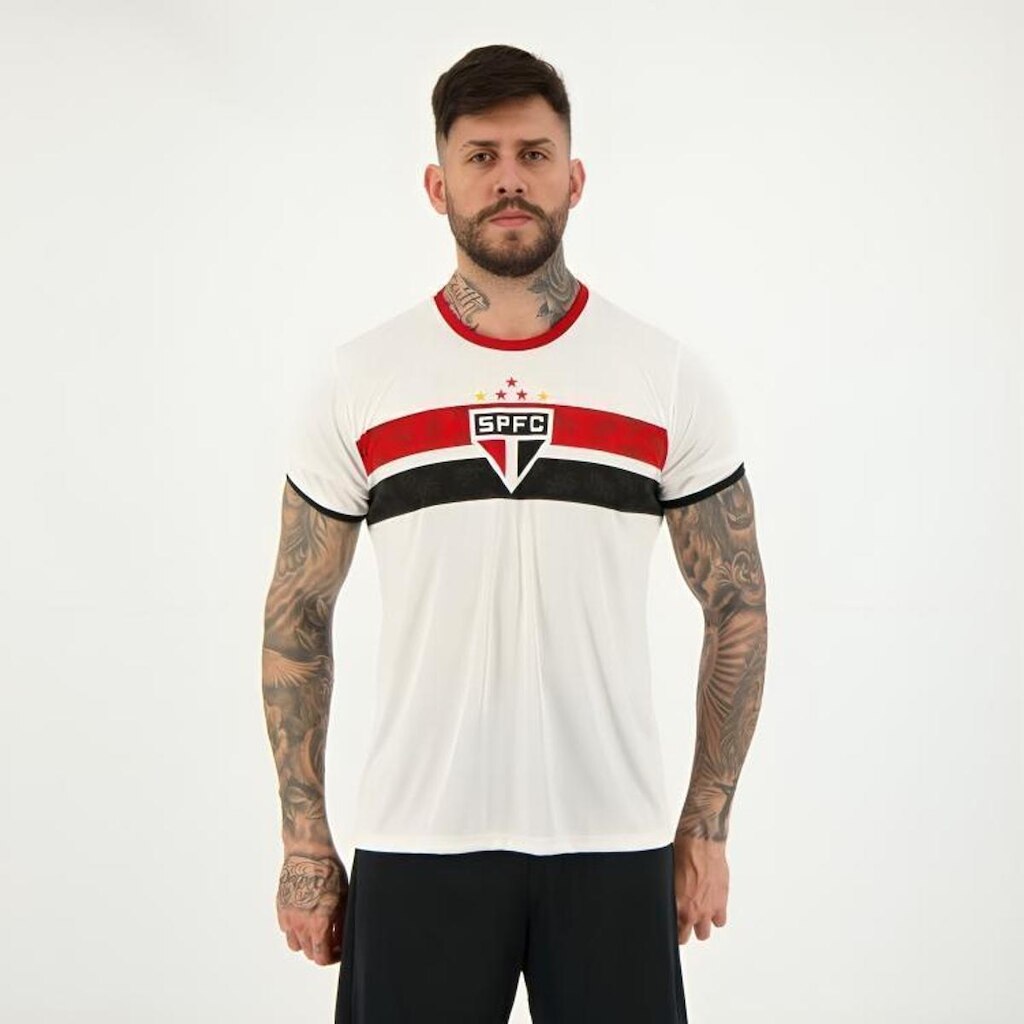 Camisa Camiseta São Paulo SPFC Oficial Masculina Stencil Tradicional