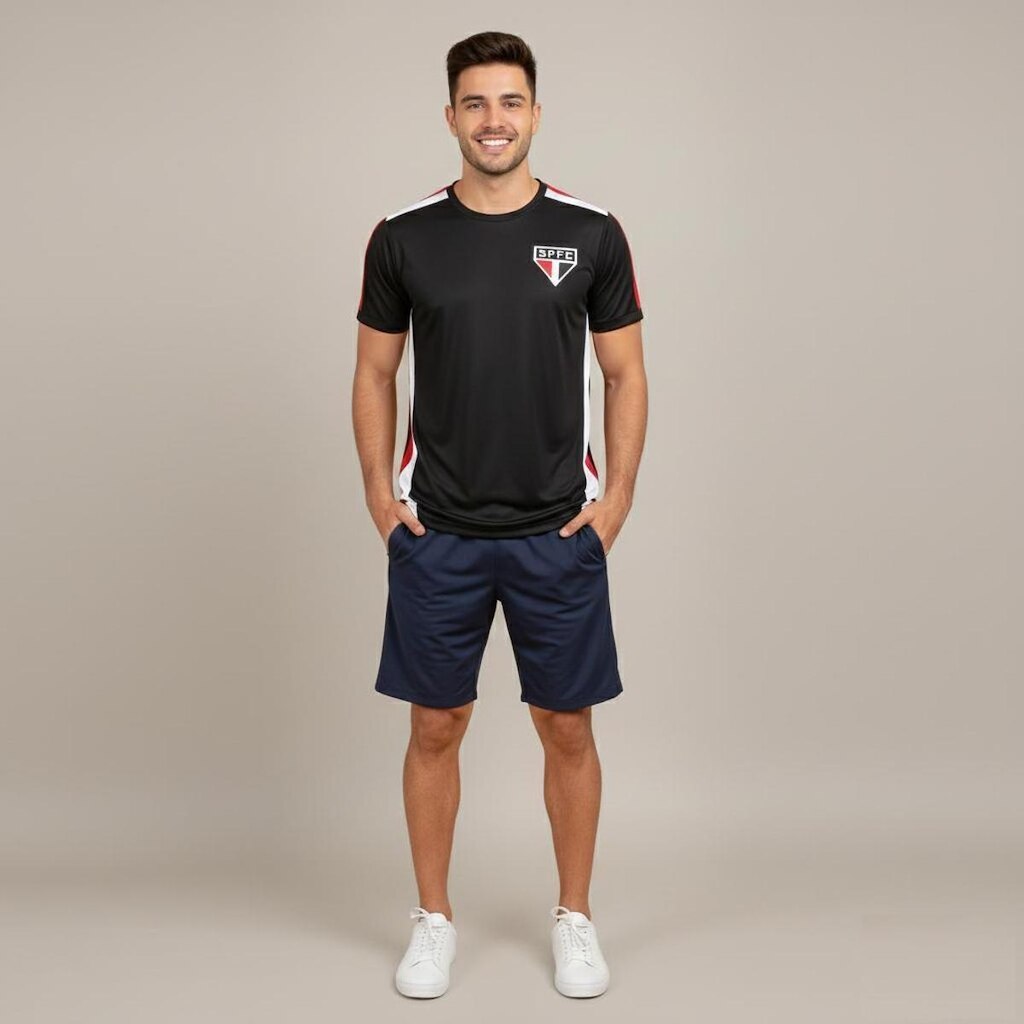 Camisa Camiseta São Paulo SPFC Oficial Treino Masculina Johan SPFC Escudo Bordado