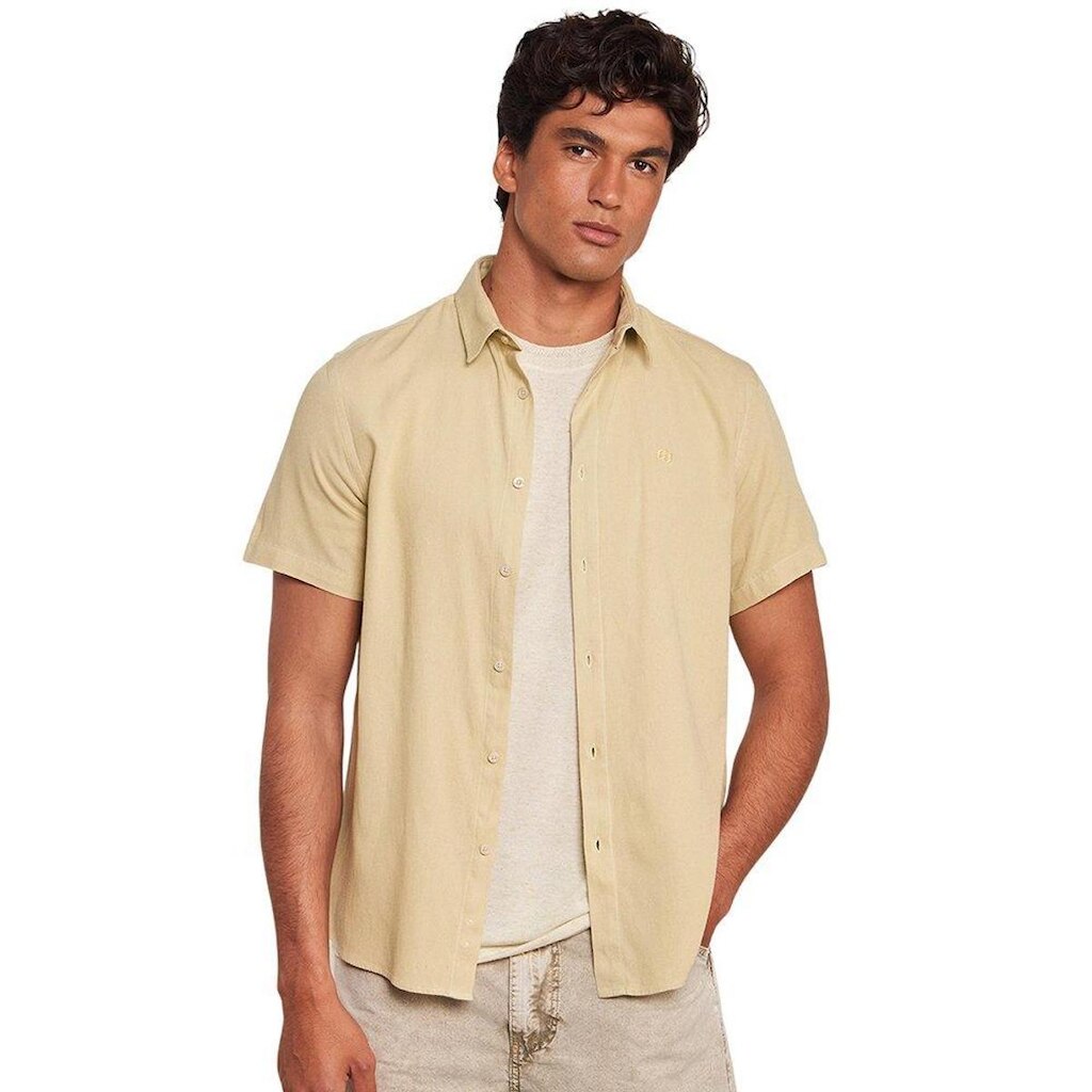 Camisa Colcci Com Botões E Manga Curta Bege Aruna Masculina