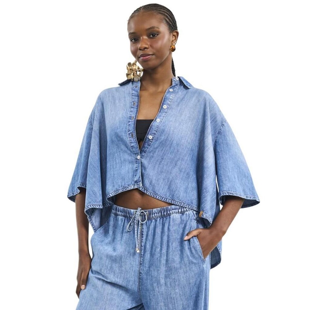 Camisa Colcci Jeans Azul Indigo Feminina