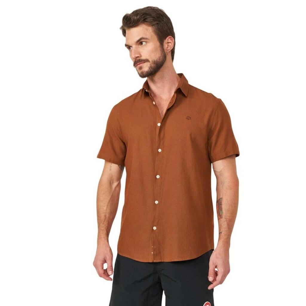 Camisa Colcci Linho Relax Marrom Masculina