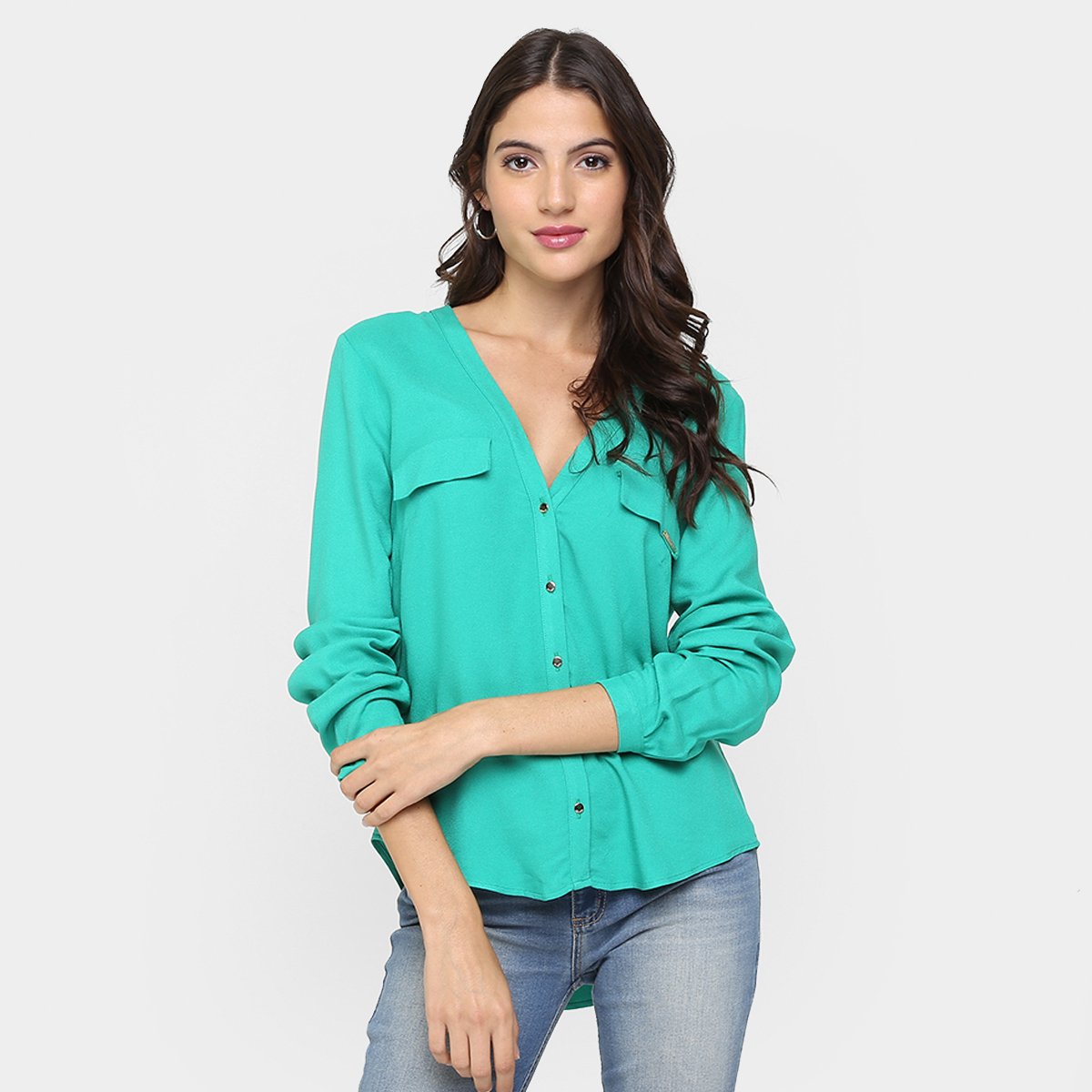 Camisa de botao verde Clearance