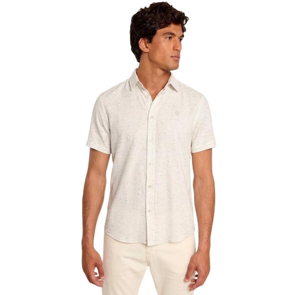 Camisa Colcci Manga Curta Com Botões Linho Masculina