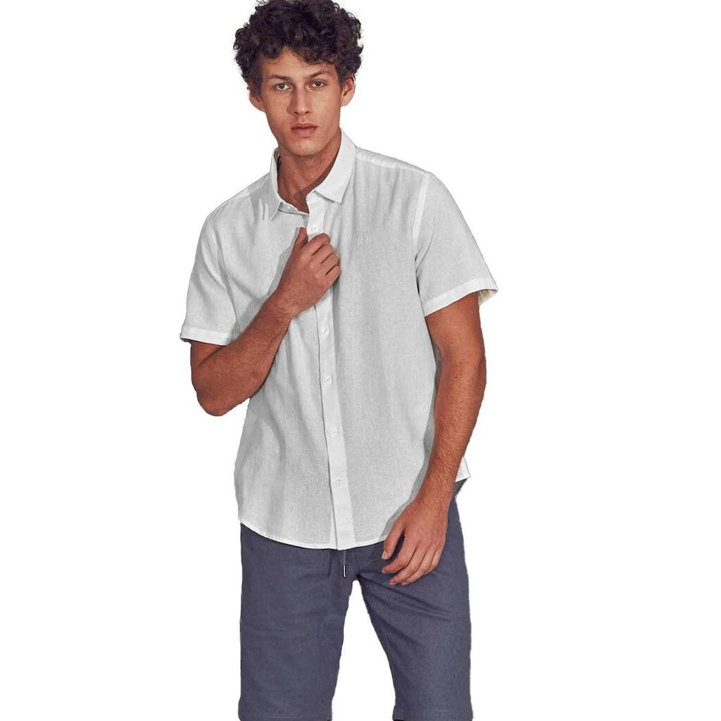 Camisa Colcci Masculina Manga Curta Linho Relax Branca