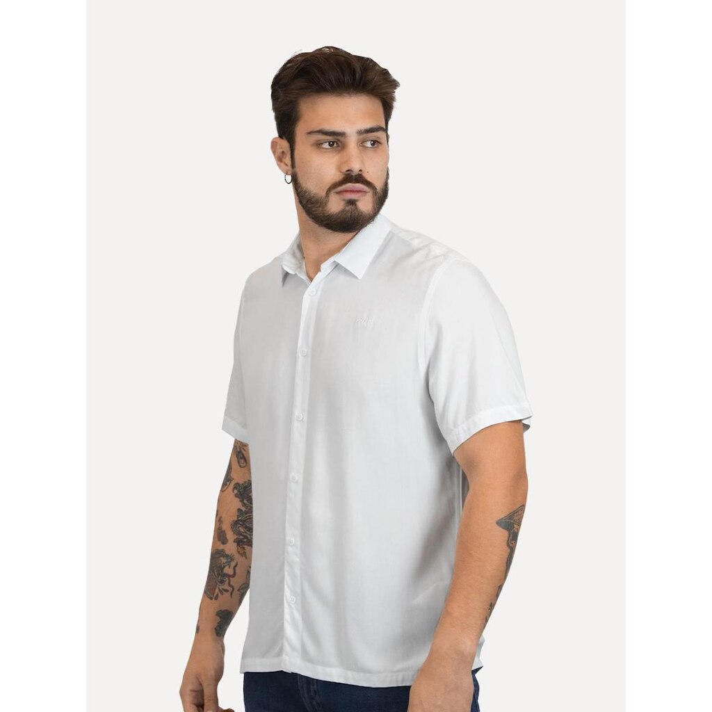 Camisa Colcci Masculina Manga Curta Relax Branca