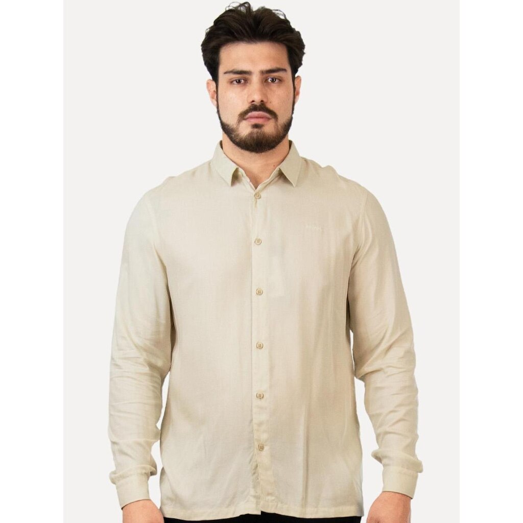 Camisa Colcci Masculina Relax Logo Areia