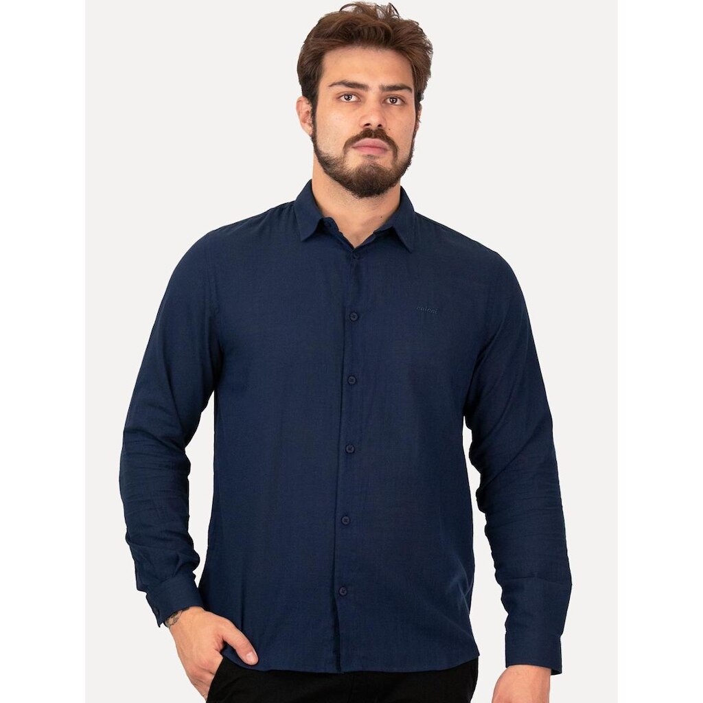 Camisa Colcci Masculina Relax Logo Azul Marinho