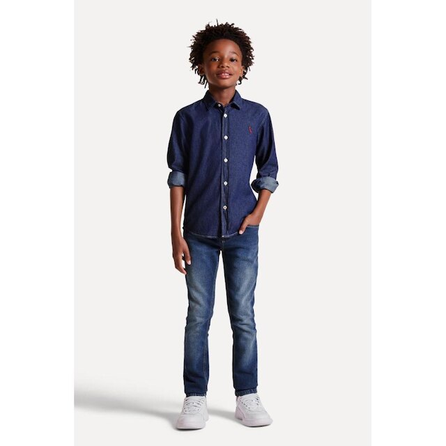 Camisa Cont Ae Easy Oxford Denim Reserva Mini
