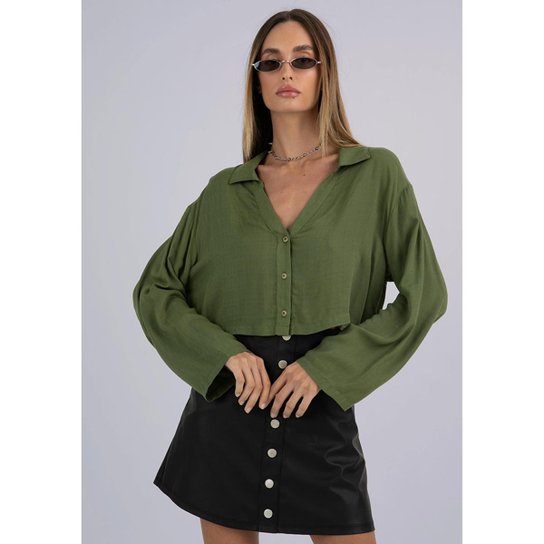 Camisa Cropped Ampla My Favorite Things - Verde