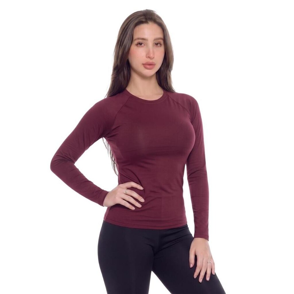 Camisa de compressão térmica feminina United Rash Guard tecnologia Fast Dry T FPS 50+ - Marrom - P