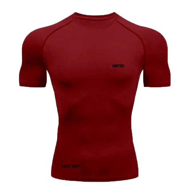 Camisa de compressão térmica Manga Curta United Pro Proteção Solar FPS 50+ Rash Guard - vinho -