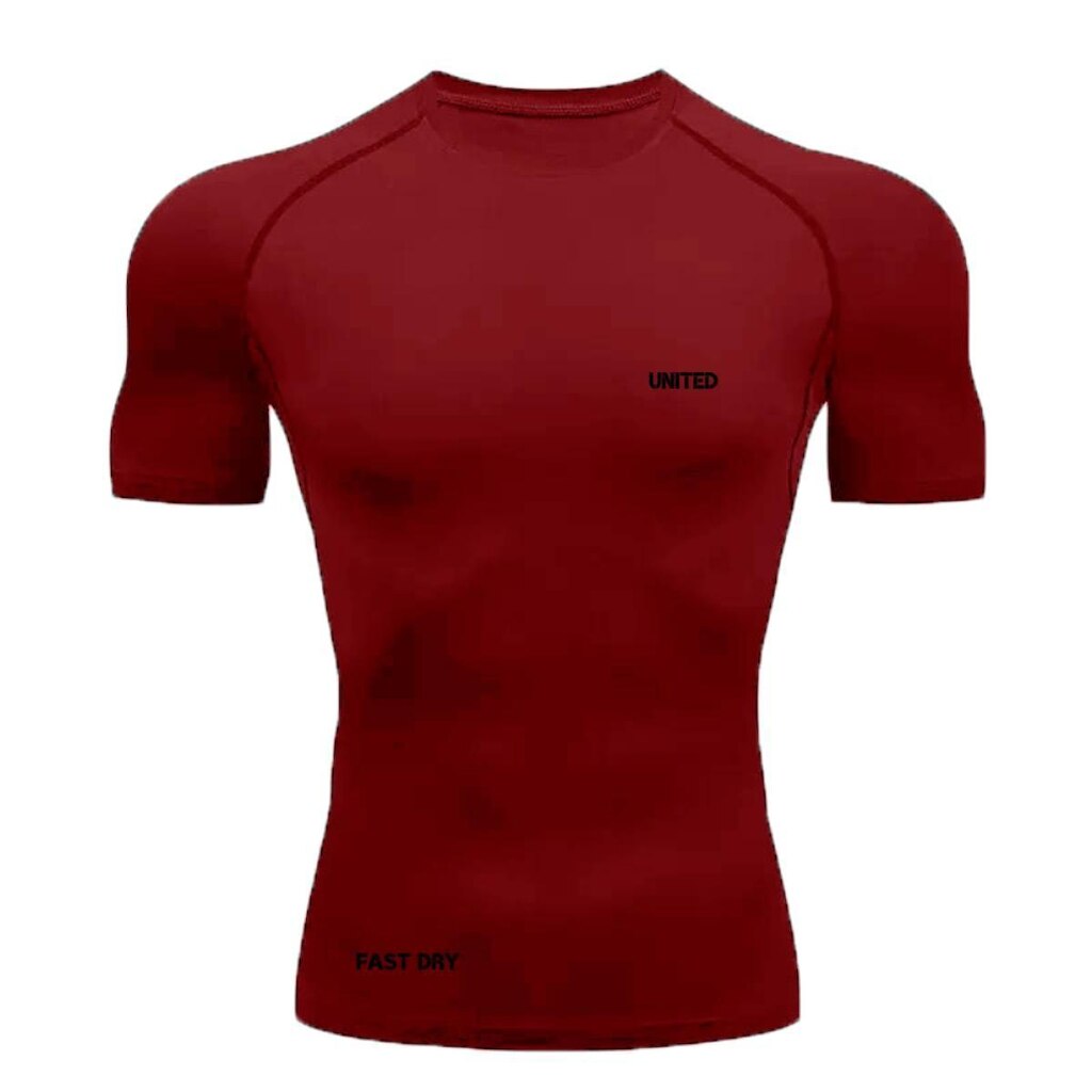 Camisa de compressão térmica Manga Curta United Pro Proteção Solar FPS 50+ Rash Guard - vinho -