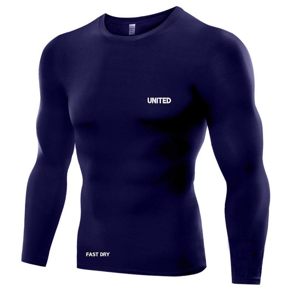 Camisa de compressão térmica United Pro Proteção Solar FPU50 Manga Longa Rash Guard - Preto - G