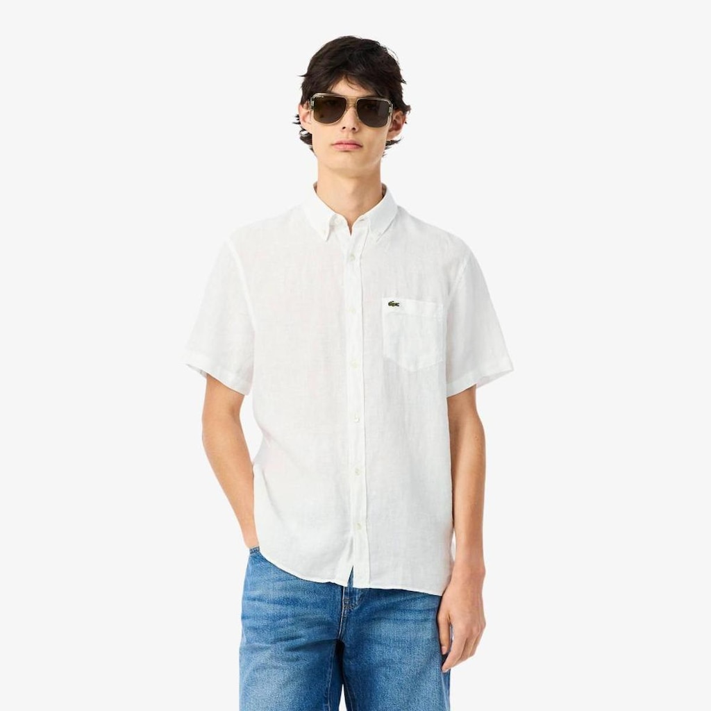 Camisa de Linho Lacoste de Manga Curta