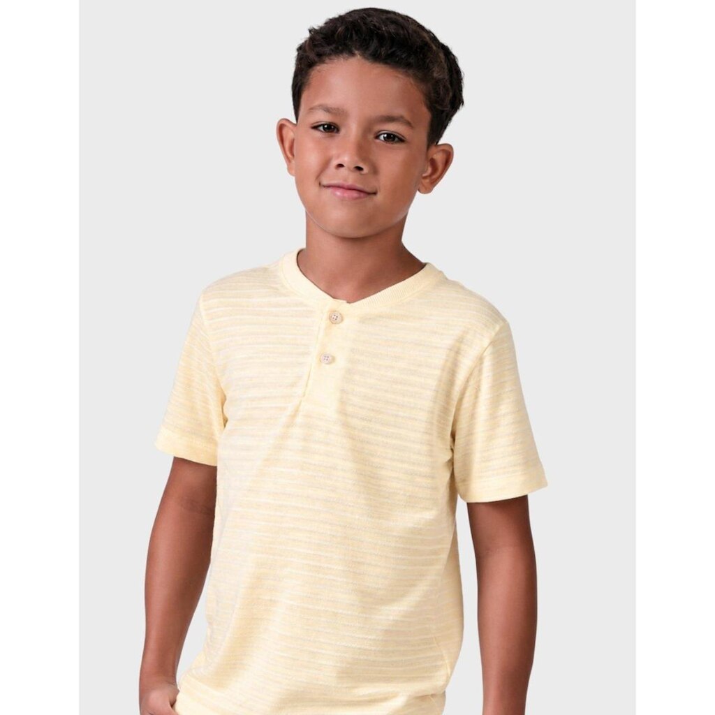 Camisa De Verão Petilho Gola Canoa Com Botão Malha Trabalhada Conforto Dia a Dia Menino 1 a 14