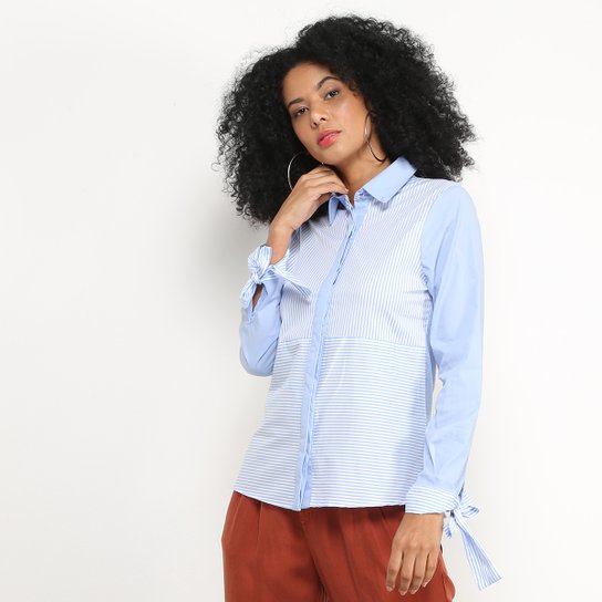 Camisa Disparate Camisa Listrada Feminina - Azul