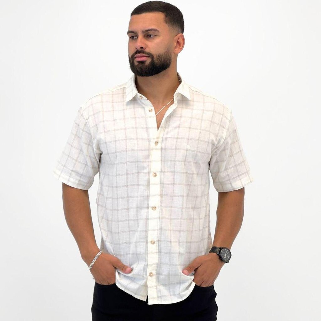Camisa Dixie Xadrez Regular Manga Curta Masculina