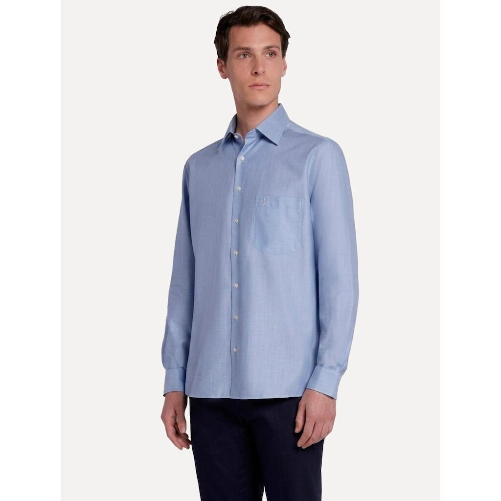 Camisa Dudalina Masculina Essentials Comfort Superfine Cotton Azul Médio