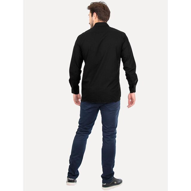 Camisa Dudalina Masculina Slim Botão Cristal Swarovski Preta